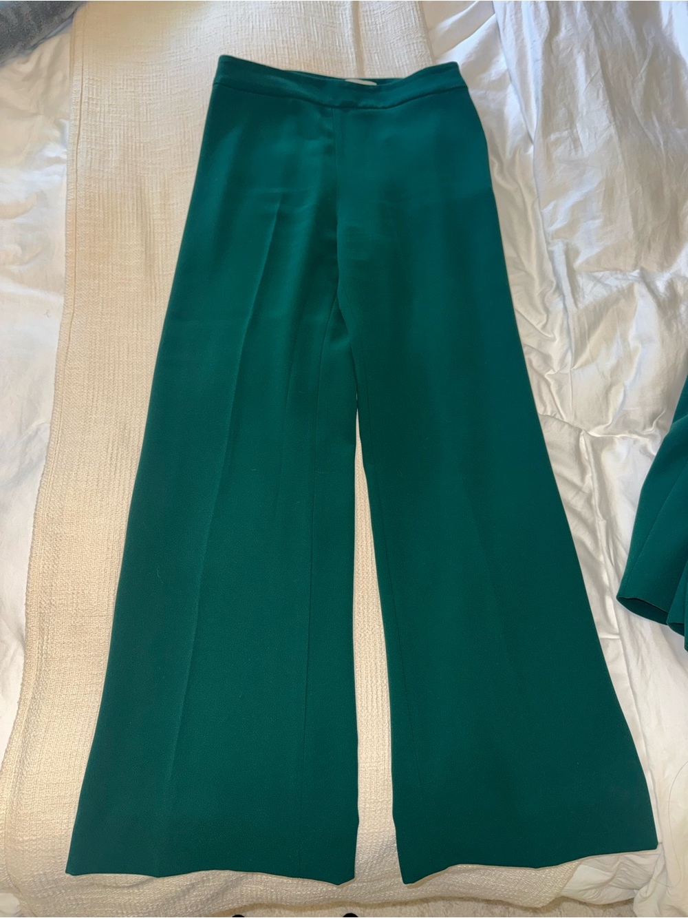 Zara Emerald Green Wide-Leg High-Waist Trousers